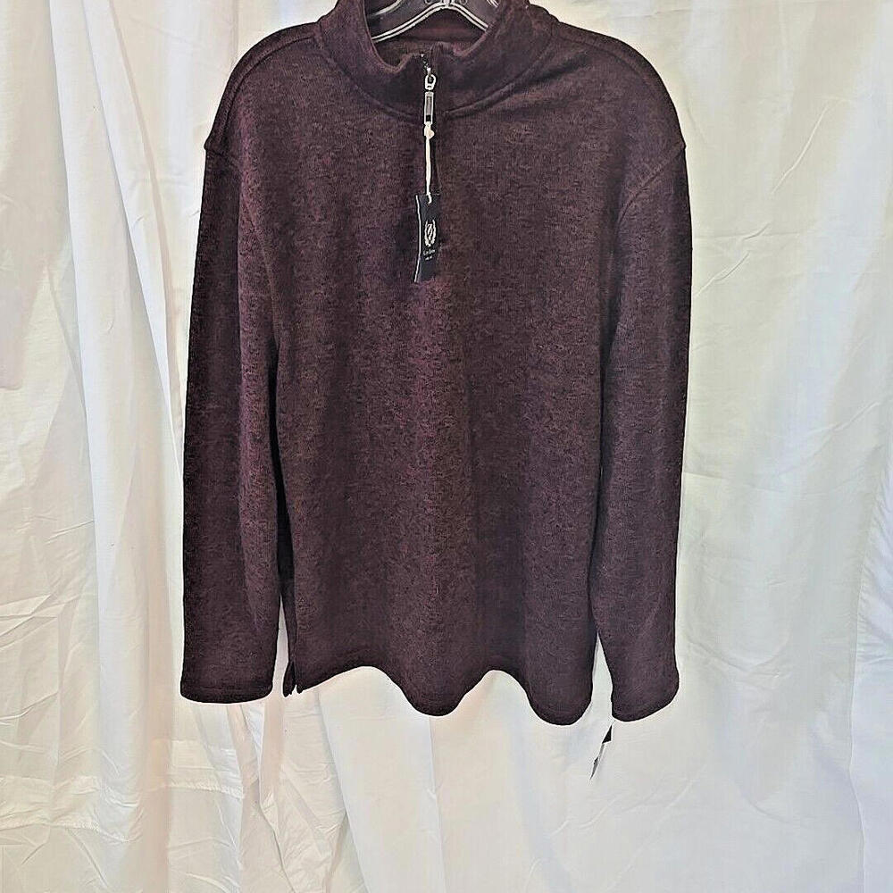 Club‎ Room Mens 1/4 Zip Sweater Merino Lanerossi Wool Blend Red Plum XL